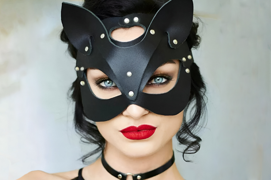 Faux Leather Cat Mask