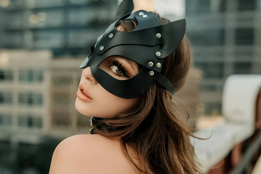 Faux Leather Cat Mask