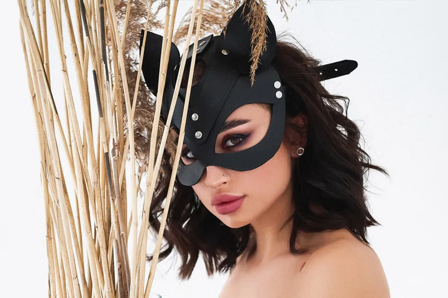 Faux Leather Cat Mask