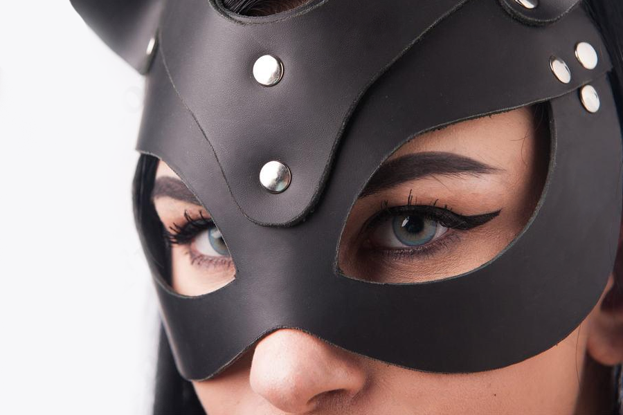 Faux Leather Cat Face Mask for Parties